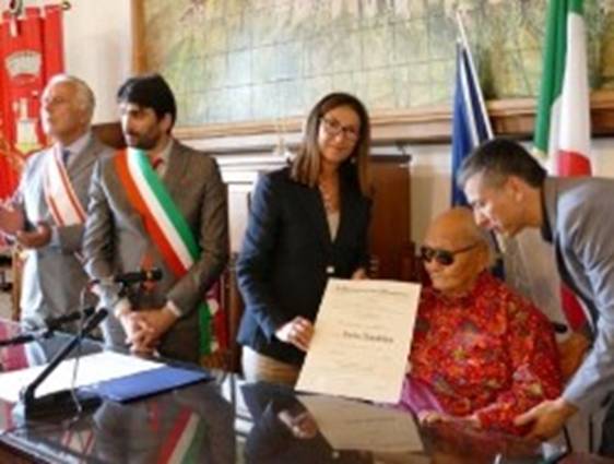 Professor Namkhai Norbu Rinpoche honoured with Italys highest recognition, Commander of the Order of Merit of the Italian Republic on Monday, 10 September 2018. Photo_Ento Russo