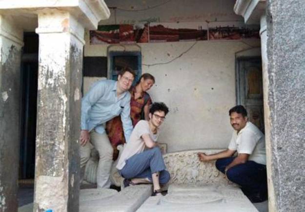 Foreign research scholars who are on a visit to the Phangiri archaeological site in Nagonda district on Wednesday. 