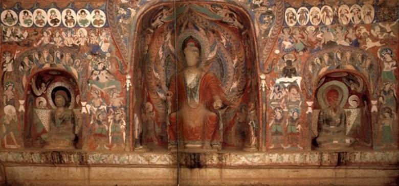 The west wall of cave 285. buddhist-art.arthistory.northwestern.edu