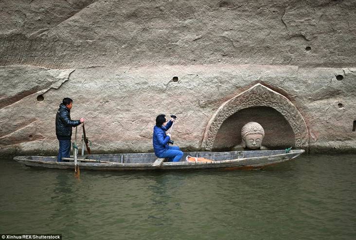 Incredible discovery: The stone relic could date as far as the 14th century and was carved on a cliff face