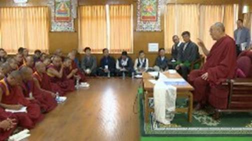 His Holiness speaks to around 140 teachers from various schools at his residence, June 8, 2017 