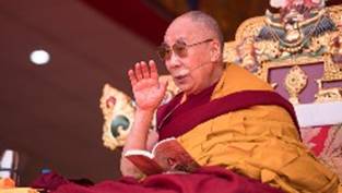 His Holiness the Dalai Lama during his teaching at the Yiga Choezin teaching ground in Tawang, Arunachal Pradesh, India on April 8, 2017. Photo by Tenzin Choejor_OHHDL