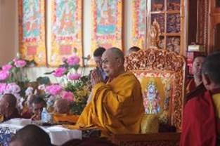 His Holiness at the opening of Namgyal monastery school complex. Nov. 2, 2017