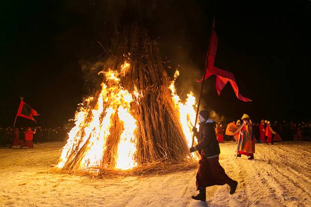 A cleansing ritual at the Ivolginsky datsan Buddhist temple as part of celebrations of the Lunar New Year of the Dog