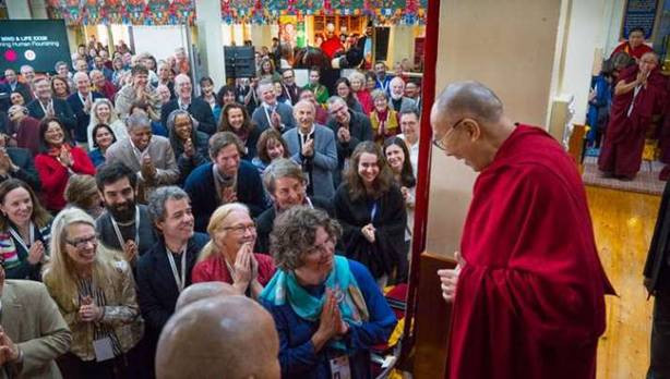 His Holiness the Dalai Lama arrives at Tsuglagkhang for the Mind & Life Conference in Dharamsala. Photo by Tenzin Choejor. From dalailama.com