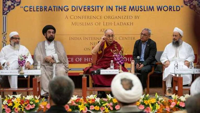 His Holiness the Dalai Lama speaking at the conference Celebrating Diversity in the Muslim World in India. From dalailama.com