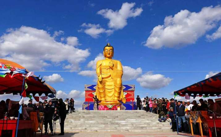 The grand consecration ceremony for the Maitreya statue in Lagan. From tass.ru