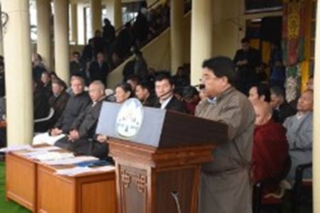 Description: Chief guest Gyal P Wangyal addresses the gathering 