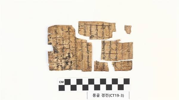 A conservation scientist cleans a Buddhist scripture written on bark from Mongolia at the Cultural Heritage Conservation Science Center. / Courtesy of National Research Institute of Cultural Heritage